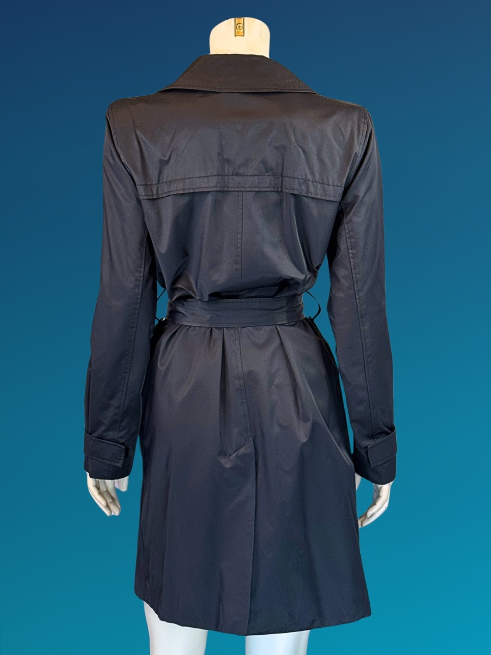 Vintage Y2K NINE WEST  Black Minimalist Mini Trench Coat 2004 | S - Picture 15 of 16